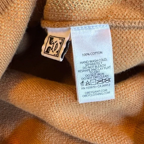 Obey Tan Vest with Colorful Peace Symbols - Picture 3 of 5